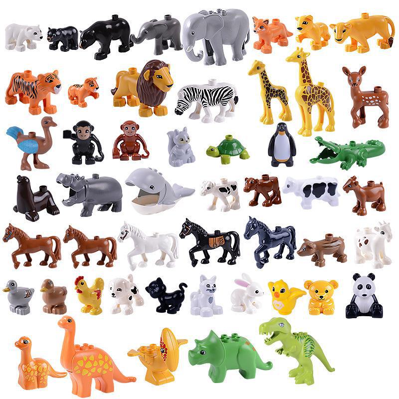 Lego-Compatible Large Animal Accessories Building Blocks for Kids' Prairie, Ocean, Jungle Simulations, Ages 3+