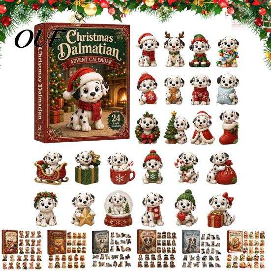 Interactive Holiday Games 2026 Dog Christmas Advent Calendar, 24-Day Acrylic Ornament Set with Mini Puppy Collectible Toy Figures Figures, 2D