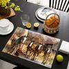 Rustic Horse Place Mats Set of 1 - Linen Knit Fabric Table Mats, Rectangular Dining Table Mats for Home, Kitchen, Parties