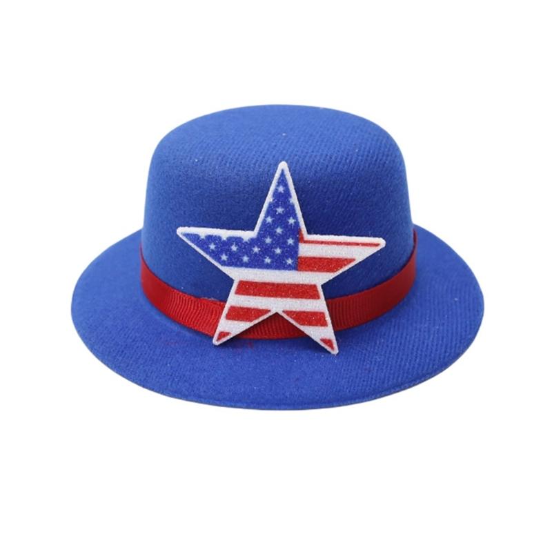 Carnivals Hat with Hair Clip for Independence Day Festival Small Top Hat Patriotic Holiday Party Hat for All Age and Pet