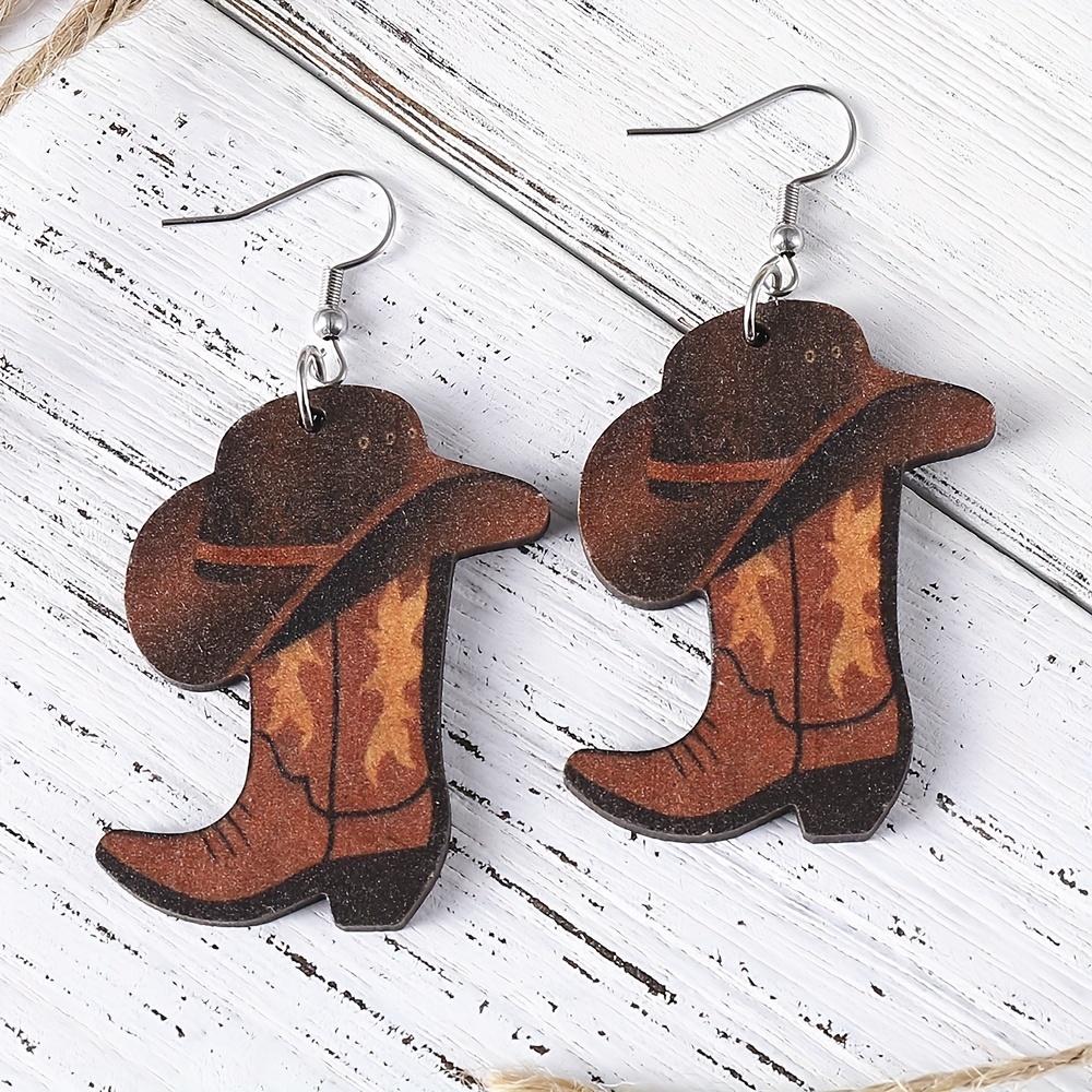 

Деревянные ботинки martin в западном стиле в этническом ретро стиле, шляпа, серьги, женские персональные ювелирные изделия, подарок