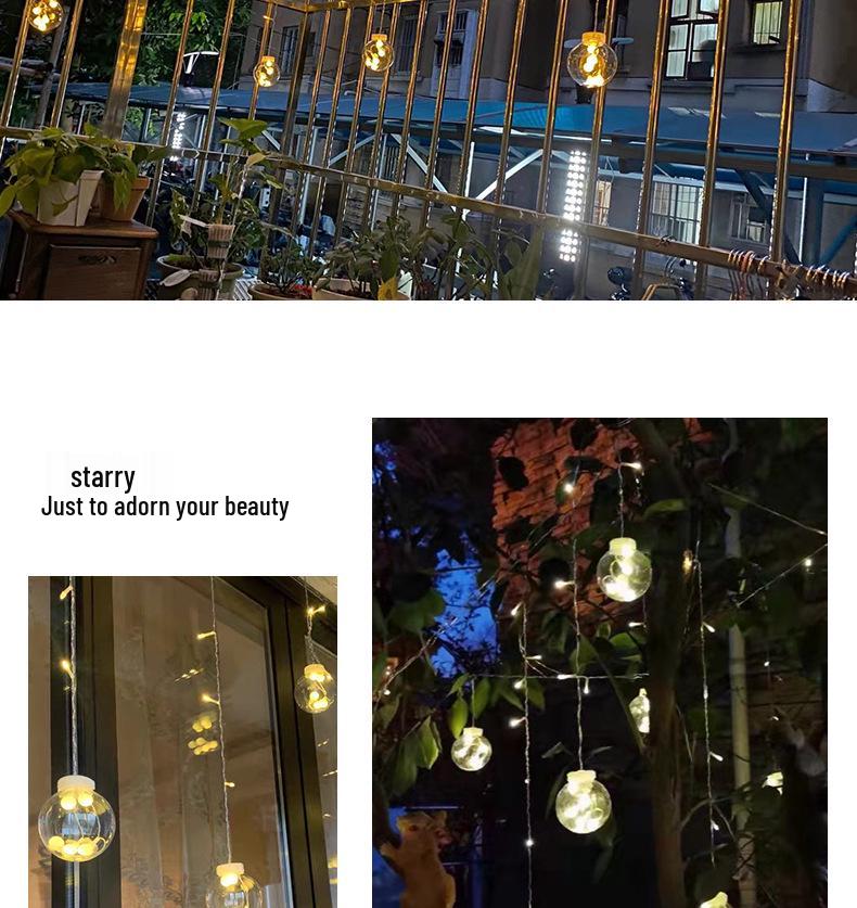 Waterproof Solar Wish Ball String Lights for Outdoor Patio, Garden, or Balcony Decor