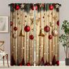 Set Of 2 Festive Christmas Curtains Cheerful Print Polyester Living Room Office Bedroom Decor Curtain For Sitting Made With Rod Pocket Machine