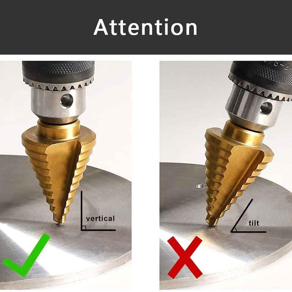 Step Drill Bit 32MM Metal Drills Spade Bit Staggered Step Drizzle Drill Stepped Metal Drill Bits HSS Titanium Coated Wood Tools