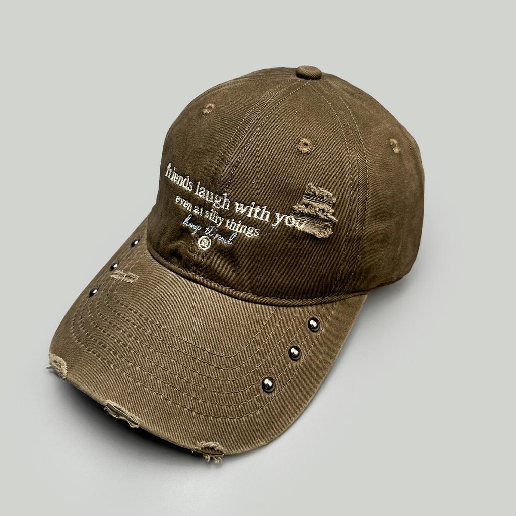 Spring And Autumn Street Rivet Embroidery Letter Baseball Cap Men'S And Women'S Sunshade Heavy Industry Wind Personality Cap
