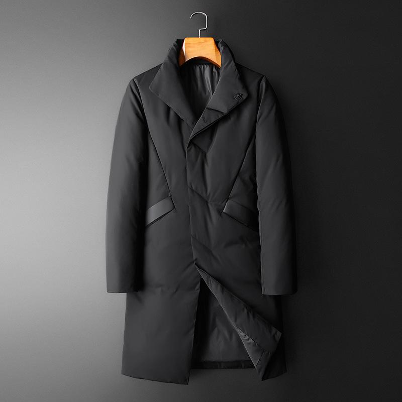 

Мужское пуховое пальто средней длины, утолщенное, модное, со стойкой, зимнее, новое L чёрный