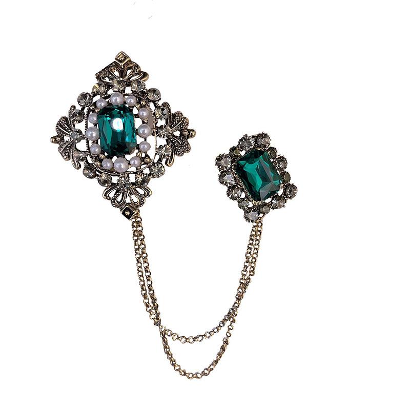 

Роскошные женские мужские броши из страз в стиле барокко с цепочкой, модные хрустальные креативные корсажные значки, аксессуары для одежды, женская мужская булавка