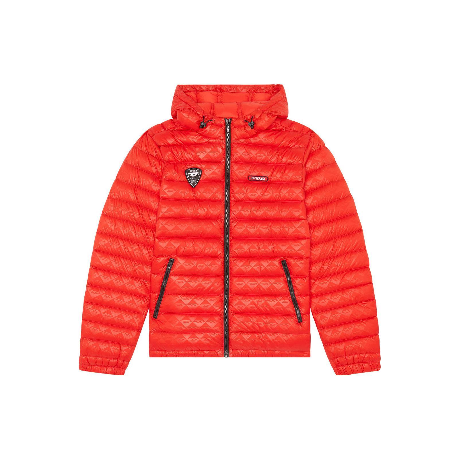 DIESEL Down Jackets Men`s Red Hooded