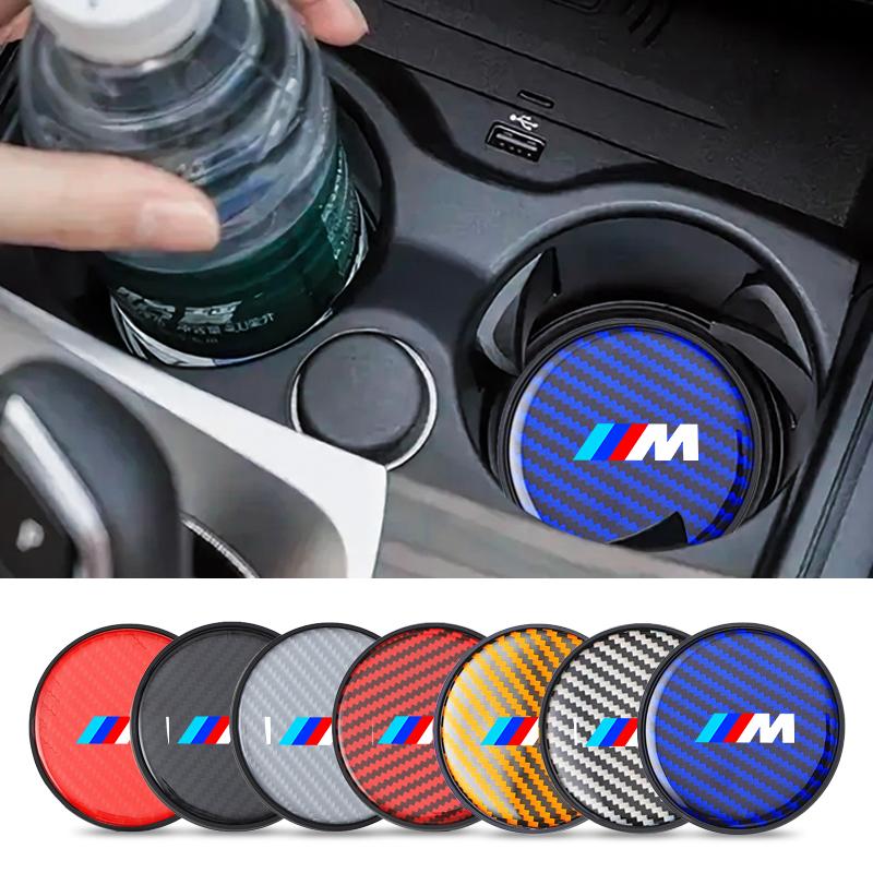 DKHN5 Car Water Coaster Cup Carbon Fiber PVC Coaster Mat  Non-slip Accessory For BMW E93 F10 F20 F30 F40 F15 F25 F26 F31 F49 F86 M3 M5