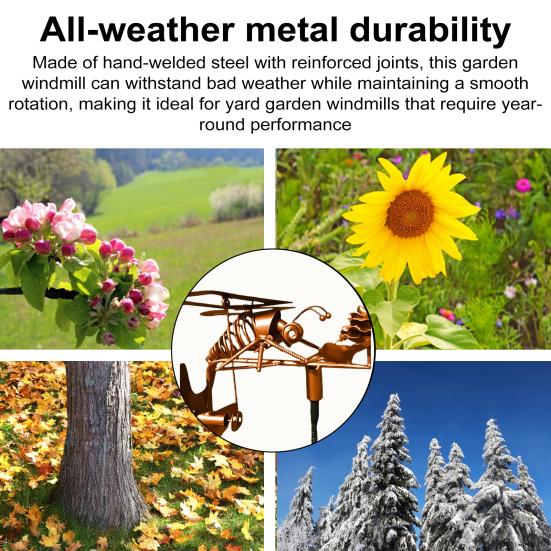 Håndlaget Metall Rockin' Bie Vindmølle Vinddrevet Kinetisk Blomst Bie Skulptur Statue Vindspinner Gård Plen Hage Terrasse Dekorasjon