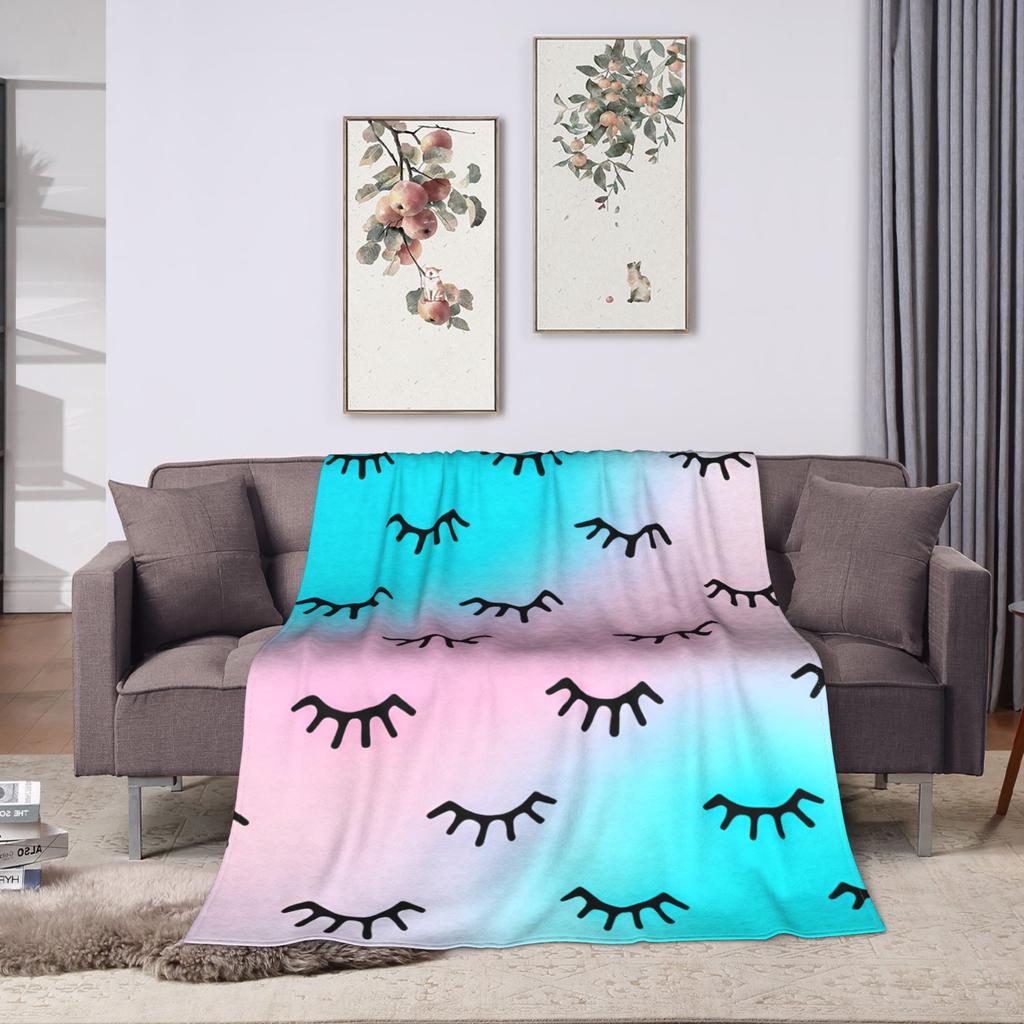 Eyelash Cartoon Eyelashes Blankets Fleece Spring/Autumn Portable Super Warm Throw Blanket for Bedding Outdoor Bedspreads