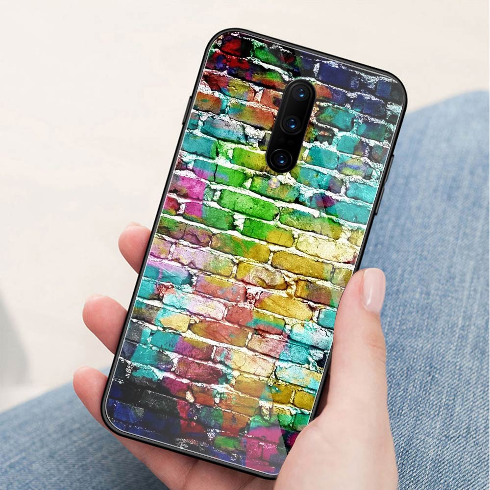 Hülle für Oneplus 7 Bunte quadratische Glasrückseite Hülle Oneplus 5t coque für Oneplus 1+ 5 6 Oneplus 6 6t 7 pro