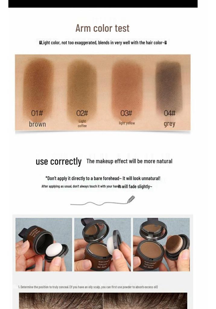 MAYCHEER Hairline Shadow: Hairline and Temple Contour Powder for Filling Forehead Edges.