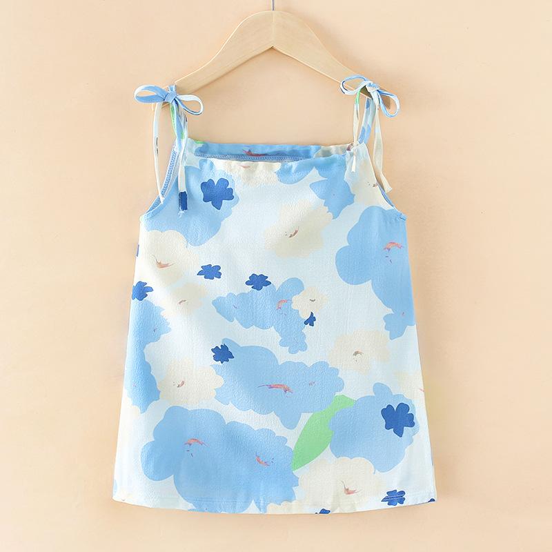 

Платье принцессы с мультяшным принтом для девочек, летняя пляжная одежда для отдыха, повседневная детская жилетка на подтяжках, платья, детская ночная рубашка для младенцев 100