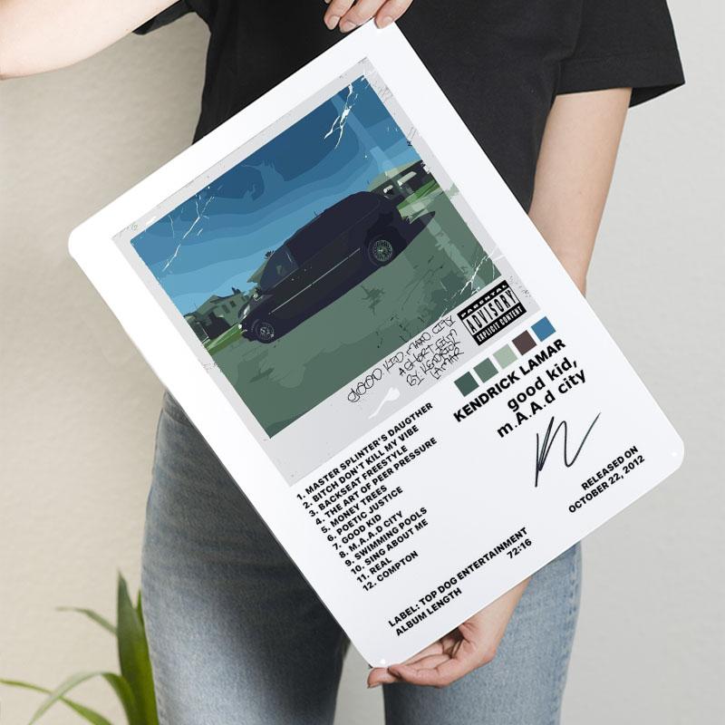 M.A.A.d City Tinplate Signs Music Poster Pictures Wall Decor Kendrick Lamar - Good Kid Home Decorations Custom Sign Wand Deko