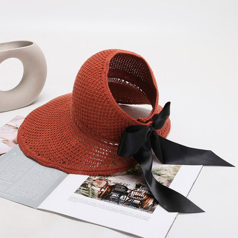 New Style Butterfly Bow Wide Brim Sun Hat For Women Cute Outdoor Mesh Sunshade Hat