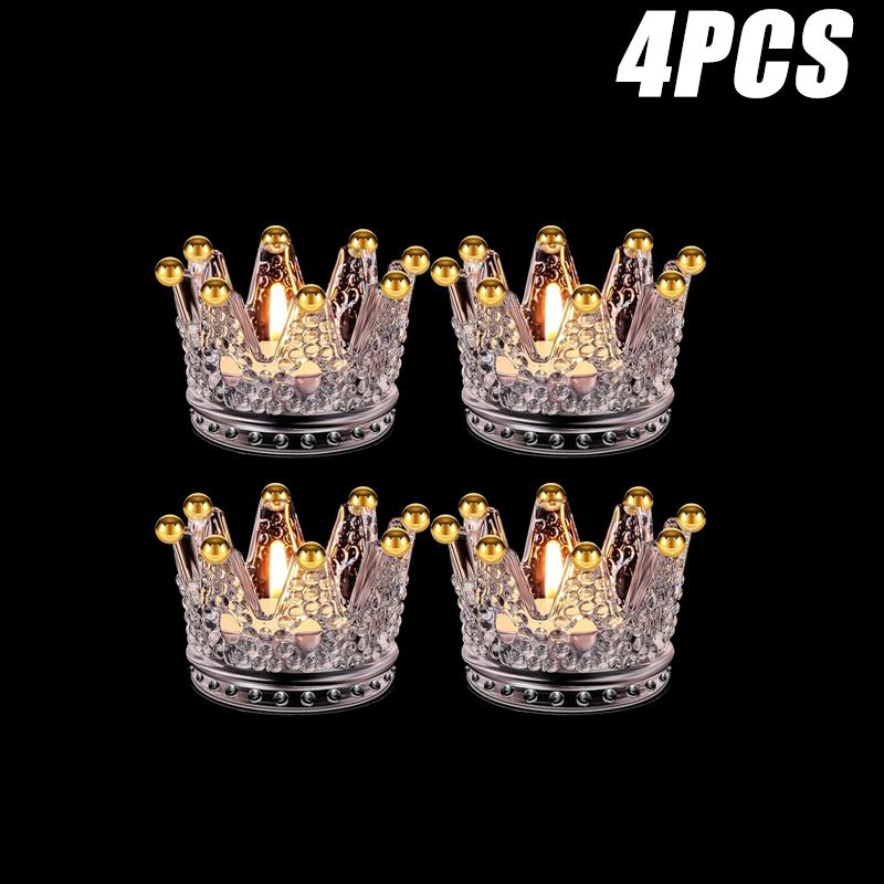 Suporturi de sticlă lucioase în formă de coroană pentru decorațiuni de nuntă, moderne, pentru casă, restaurant, ornamente pentru lumânări, sfeșnic