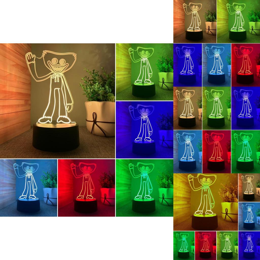 Unique Poppy Playtime Huggy Wuggy Night Light 3d Led Lamp With 7 Colors For Home Decor