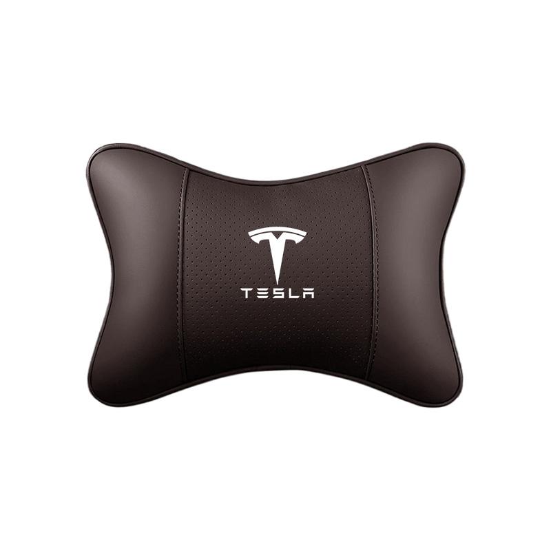 Car Leather Seat Headrest Neck Pillow Head Cushioning Accessories For Tesla Model 3 Model S Model X Model Y Cybertruck Roadster