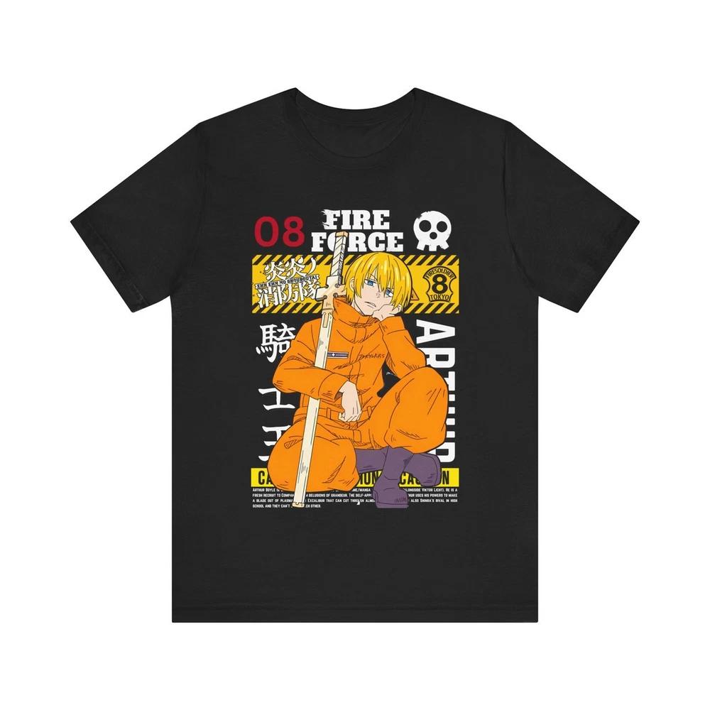 Anime Fire Force Arthur T Shirt Size S 4XL BLACK Size S 4XL S