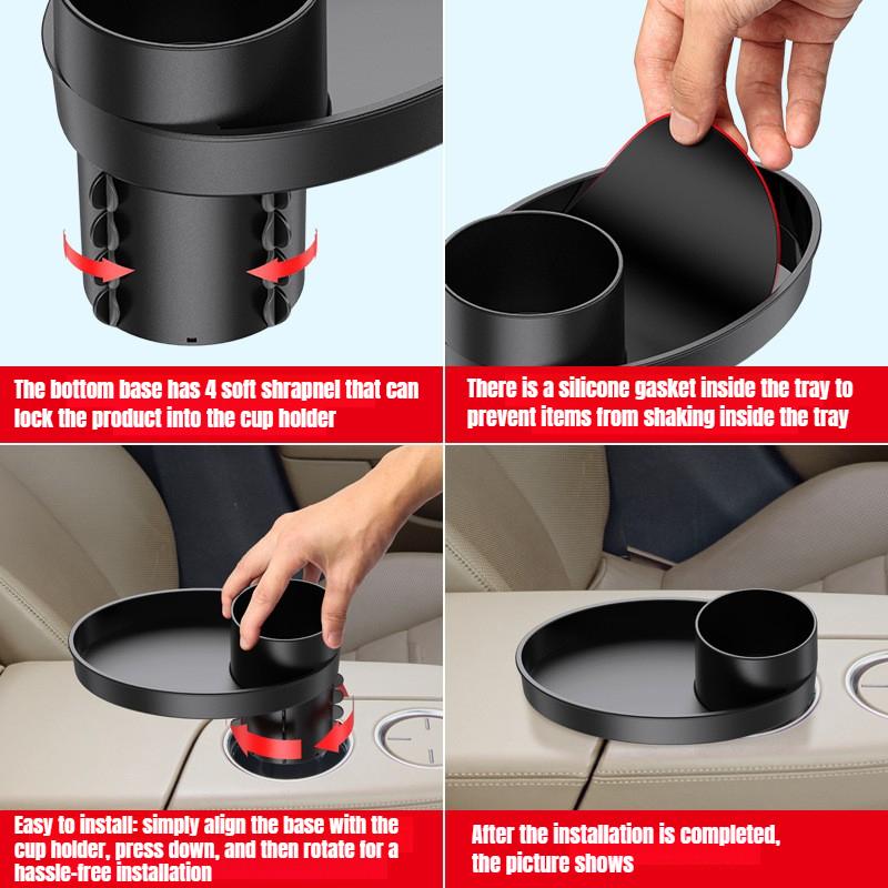 2025 Car Cup Holder Tray Central Control Armrest Drink Holder Auto Key Coin Purse Storage Tray Expanded Table Organizer Box