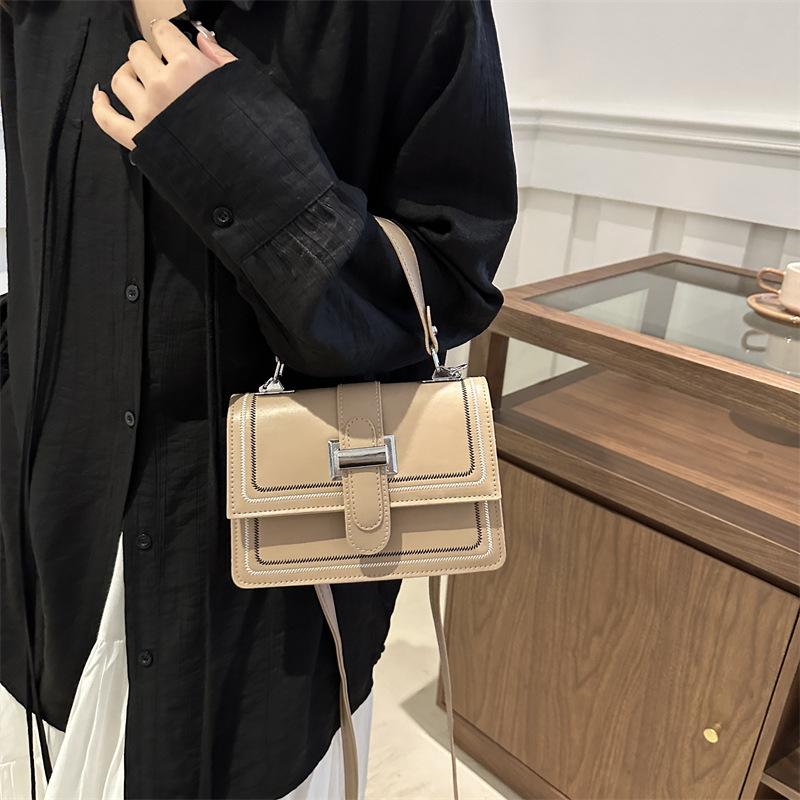New Fashion Crossbody Bag Embroidered Line Trendy Women's Bag Texture Trendy Small Square Bag Fashionable Handbag Shoulder Bag
