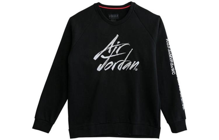 Jordan Sportswear Greatest Crew Neck Letter Comfortable Fleece Lined Long Sleeved Sweatshirt Men s Black AV6003-010 XXXL