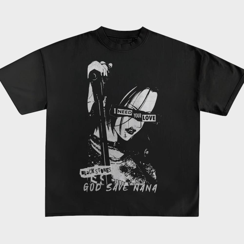 God Save Nana Tshirt Nana Osaki Anime Inspired Unisex Graphic T Shirts Woman Man Retro Fashion Casual Cotton Shortsleev S