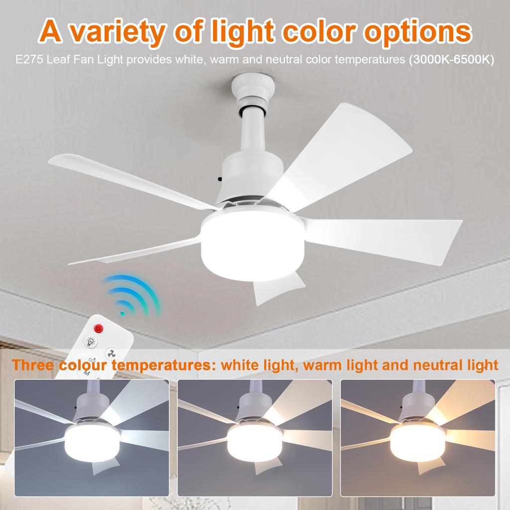 Socket Fan Light with Remote Ceiling Fan with Light Adjustable Wind Speed LED Light Fan Timing Wireless Fan for Dining Room