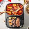 2-in-1 Electric Grill & Hot Pot: Multi-functional BBQ Griddle & Hot Pot Combo for Home Use