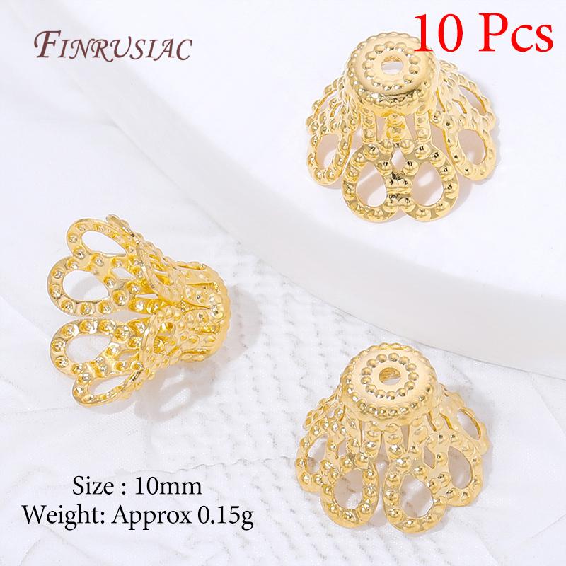 Multiple Styles 18K Gold Plated Beads Caps For Jewelry Making,Brass Flowers Caps For Bracelets DIY Accessories,Tassel End Cap