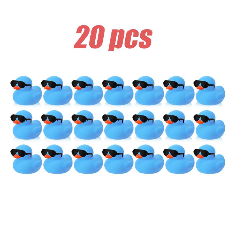 1-100Pcs Mini Rubber Ducks Blue Set In Bulk With Sunglasses Float Squeak Tiny Rubber Duck Toy For Party Birthday Supplies