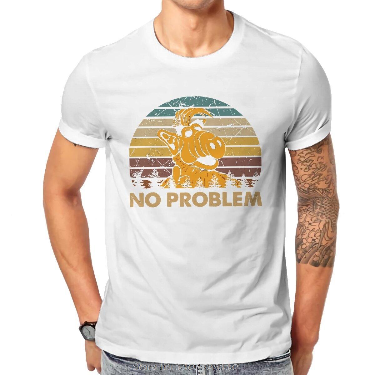 No Problem Hipster TShirt ALF The Animated Series Men Harajuku Fabric Streetwear T Shirt Fashion Oneck Oversized Tshirt Tops S