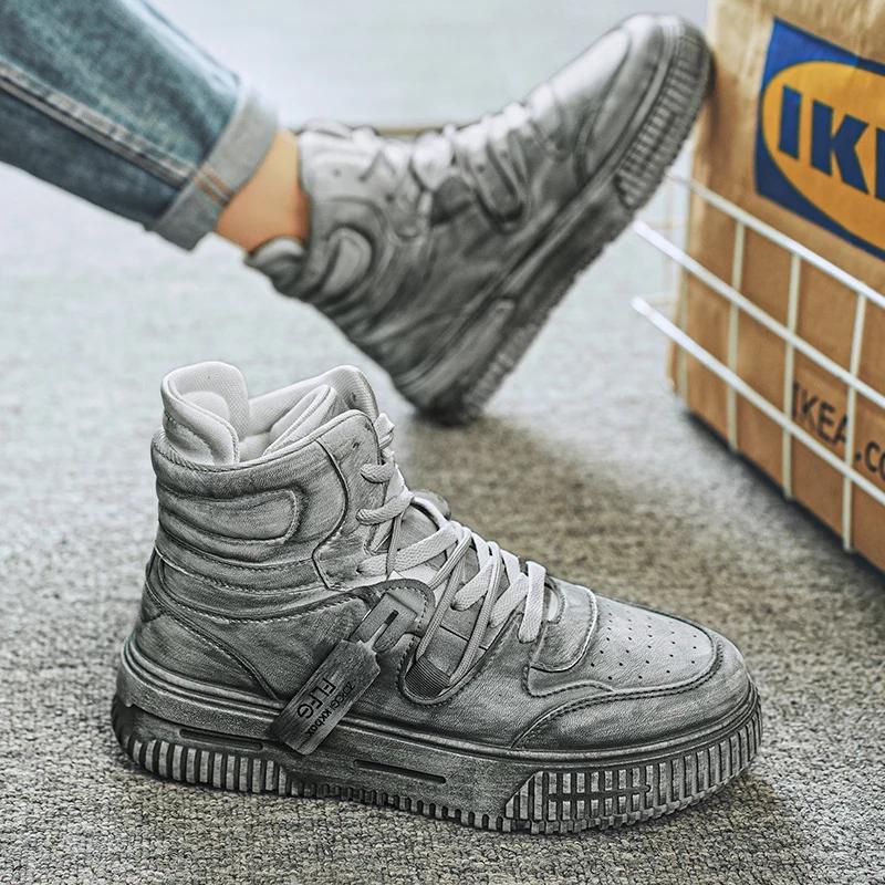 New Men and Women  Student BootsTrend Wear Resistant Two-color Couples Fashion Casual Sneakers High Top Skateboard Shoes