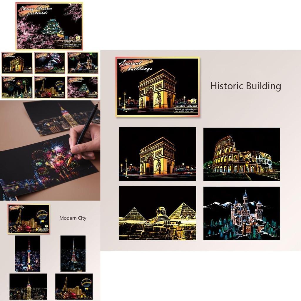 Kit de Papel para Pintar con Rascar 'Vista Nocturna Mágica' Para Diversión y Exploración Creativa Infantil