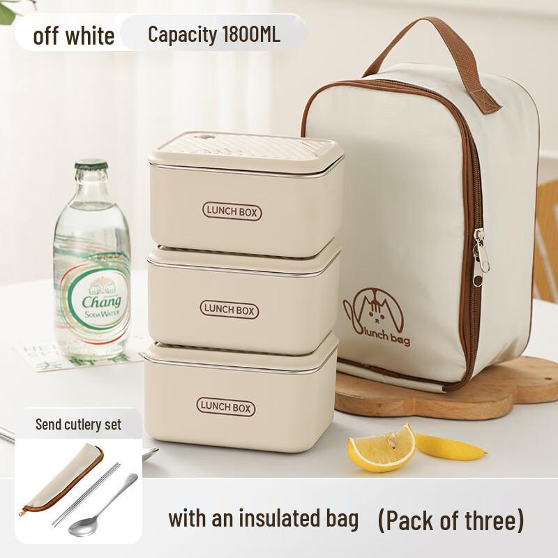 WZ Student Microwaveable Lunch Box Set 3x 600ml + Cutlery + Insulated Bag