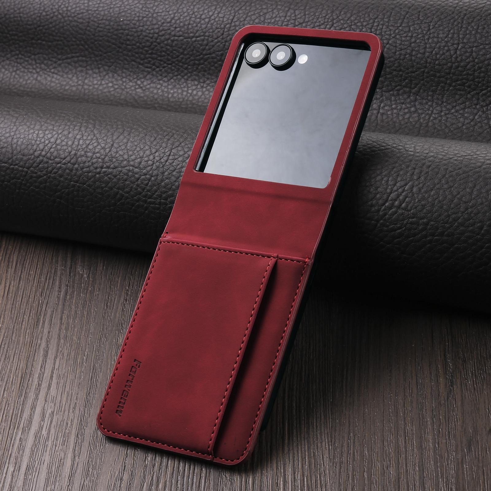 

Phone Case for Samsung Galaxy Z Flip 7 6 5 4 3 Strong Magnetic Attraction Buckle Card Holder Wallet Stand Pu Leather Soft Cover Galaxy Z Flip3 5G червоний
