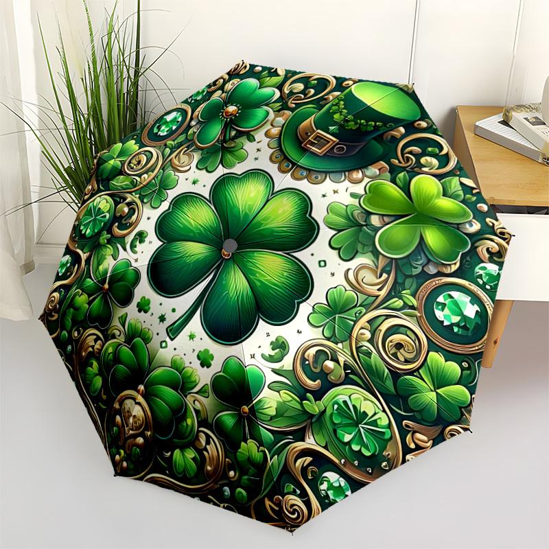 

1pc Four-Leaf Clover Mandala Automatic Umbrella - Stylish, Durable, with 8-Rib Manual Open Design, Elegant Black Handleyy250920190