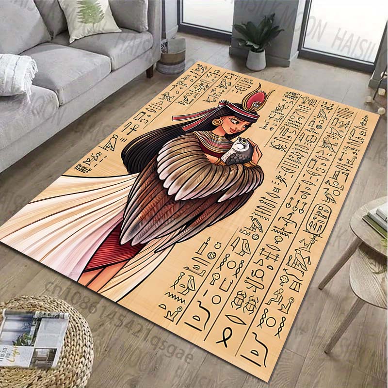 1PC Ancient Egyptian Murals Printed Carpet for Living Room Bedroom Bedside Bathroom Floor Mat Area Rugged Sofa Mat Home Decor
