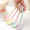 1PC Ceramic Long Handle Spoon Kawaii Korean Ice Cream Hand Painted Dessert Spoon with Long Handle Kitchen Tableware Accessories