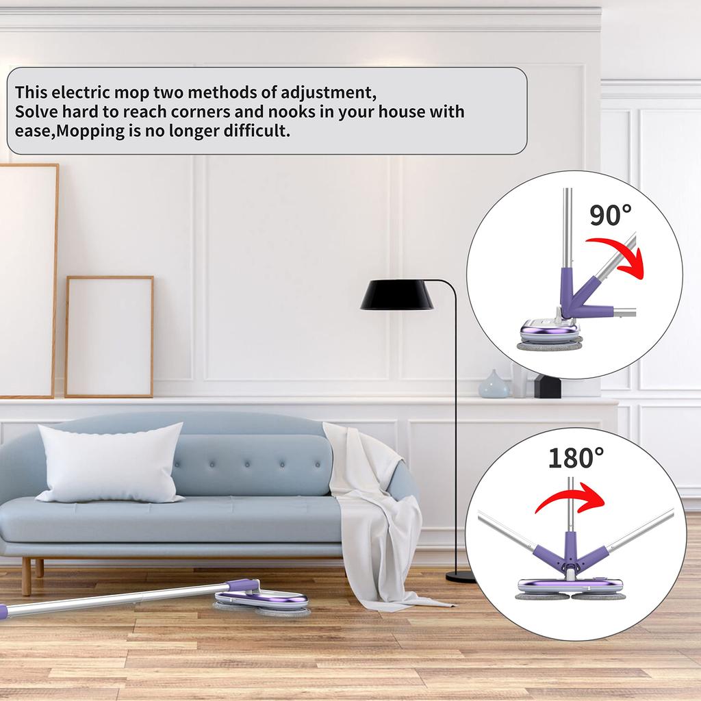 GOBOT Electric Rotating Cordless Electric Mop 4 Mop Wireless Ceiling Cleaning Adjustable Floor Cleaning Wet Hardwood Flooring Mop, Mop, Cleaner, Pads,