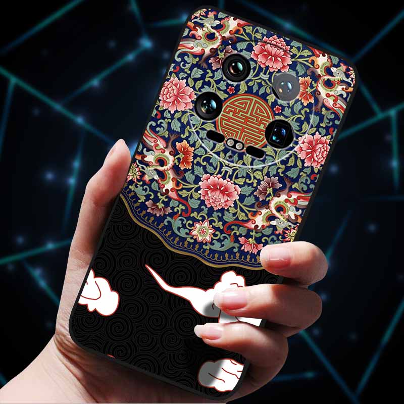 Pour Xiaomi 14 Ultra Coque 15Ultra 13Ultra Pare-chocs Souple en Silicone Fleurs 3D Gaufrées Coques de Téléphone pour Xiaomi 15 Ultra Coque Arrière Funda