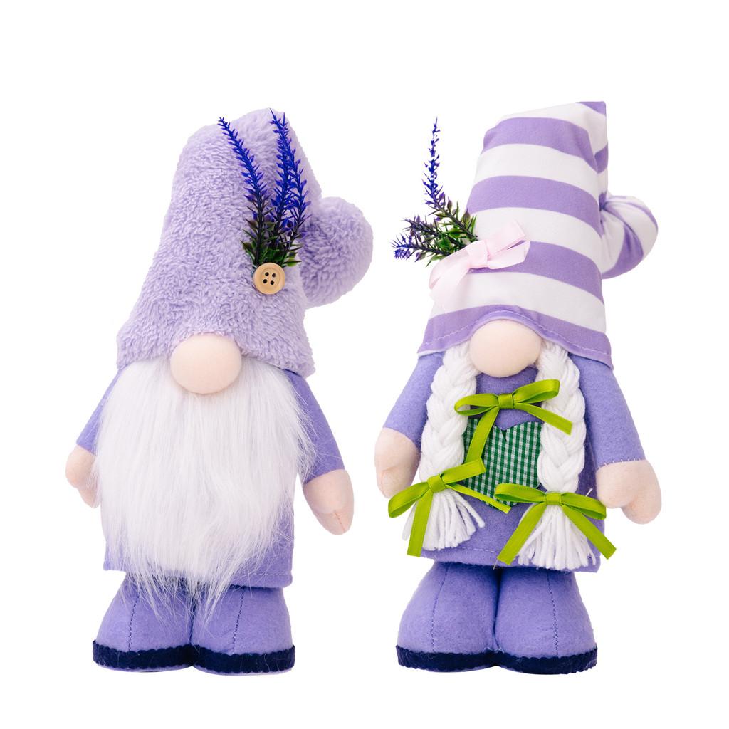 Elegante Lavendel-Lila Wichtel Tischdeko Figur für Muttertagsfeierlichkeiten aus Polyestermaterial