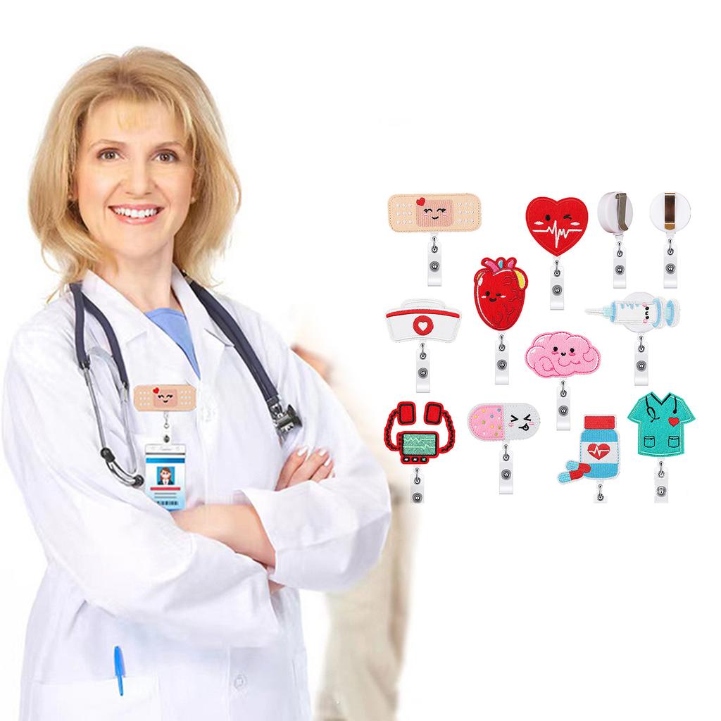Recyclable Retractables Badges Holders for Nurses With Embroidery Designs and Secure Attachment Clip