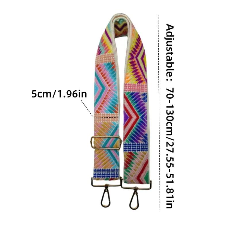 Hand DIY Embroidery Vintage Style Adjustable Shoulder Strap Colorful Crossbody Replacement Strap Handbags Purse Accessory Strap