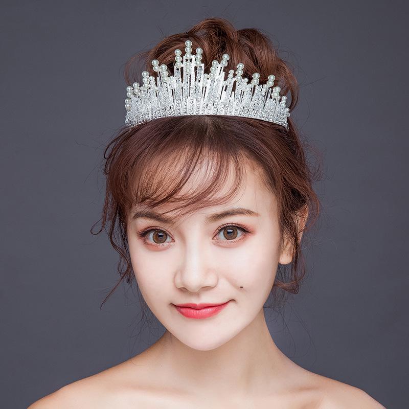 

Pearl Alloy Bridal Crown Hairpiece - Elegant Wedding Accessory Silver HG031