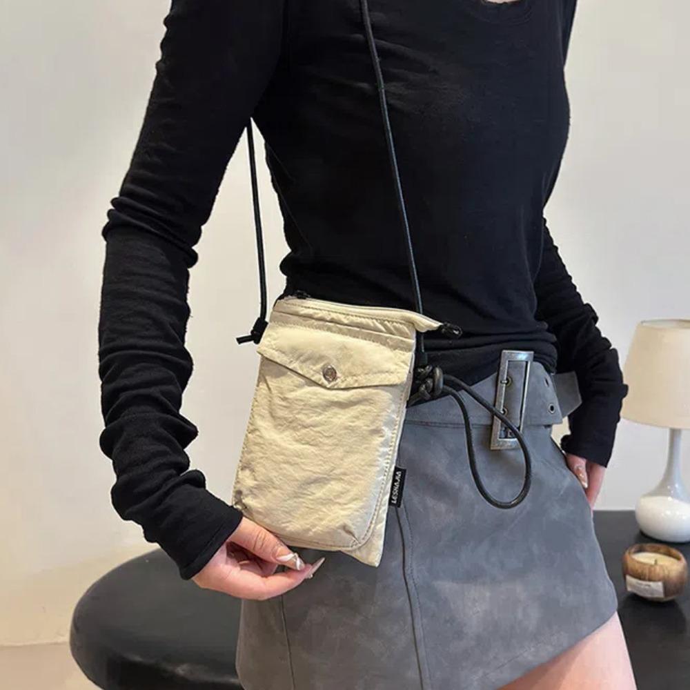 

Solid Color Nylon Phone Bag Japanese Style Small Cloth Crossbody Bag Square Phone Purse Outdoor