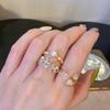 Inspired Chic Japanese Transparent Star Pearl Flower Open Adjustable Ring For Women