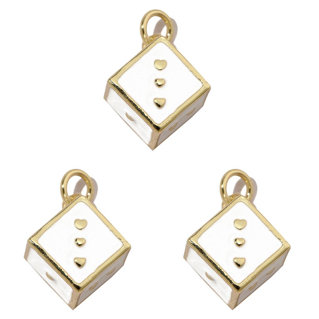 3pcs 18k Gold Plated Charm Heart/Horseshoe/Dices Poker Card Pendants with Cubic Zirconia Necklace Earrings Components