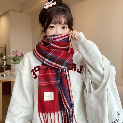 Sciarpa Plaid in Imitazione Cashmere per Sensazione di Alta Gamma da Donna, Sciarpa Invernale da Donna, Scialle Regalo di Natale per Studenti